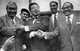 Laos: Prince Boun Oum (left), Prince Souvanna Phouma (centre), and Prince Souphanouvong (right), shake hands after reaching an agreement to form a coalition government, thus averting what had threatened to become a major war, 11 June, 1962